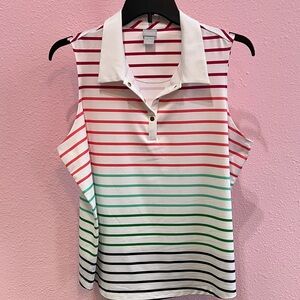 Zenergy by Chico's Multicolor White Striped Sleeveless Blouse Top Size 3/XL